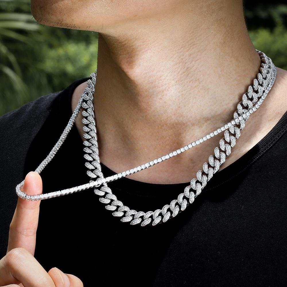 12ｍｍホワイトゴールドキューバン&テニスチェーンセット - jpkrkc&co