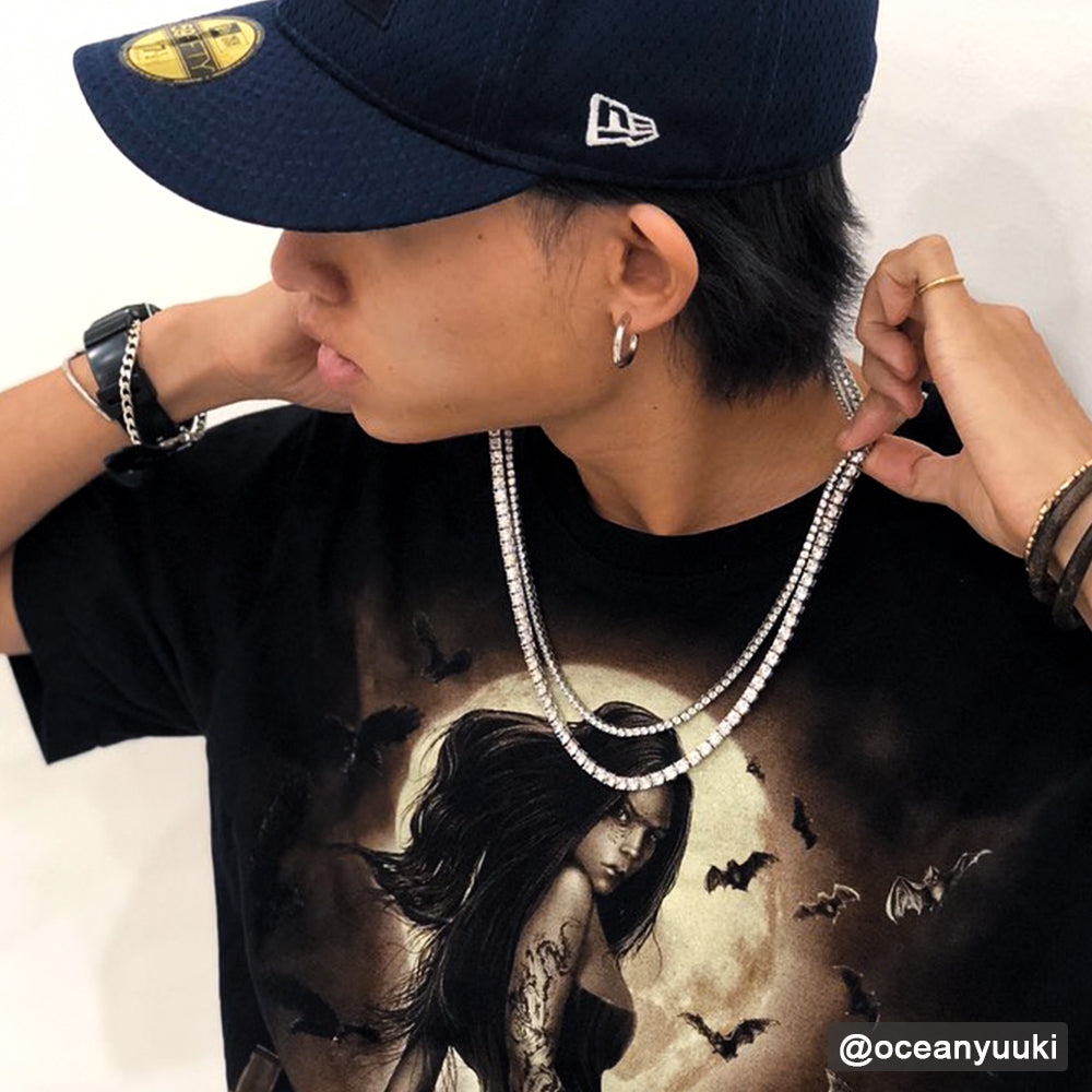 ホワイトゴールドテニスチェーンネックレスセット - jpkrkc&co