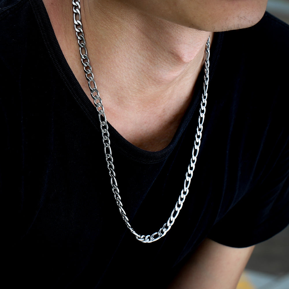 7mmホワイトゴールドフィガロチェーンネックレス - jpkrkc&co