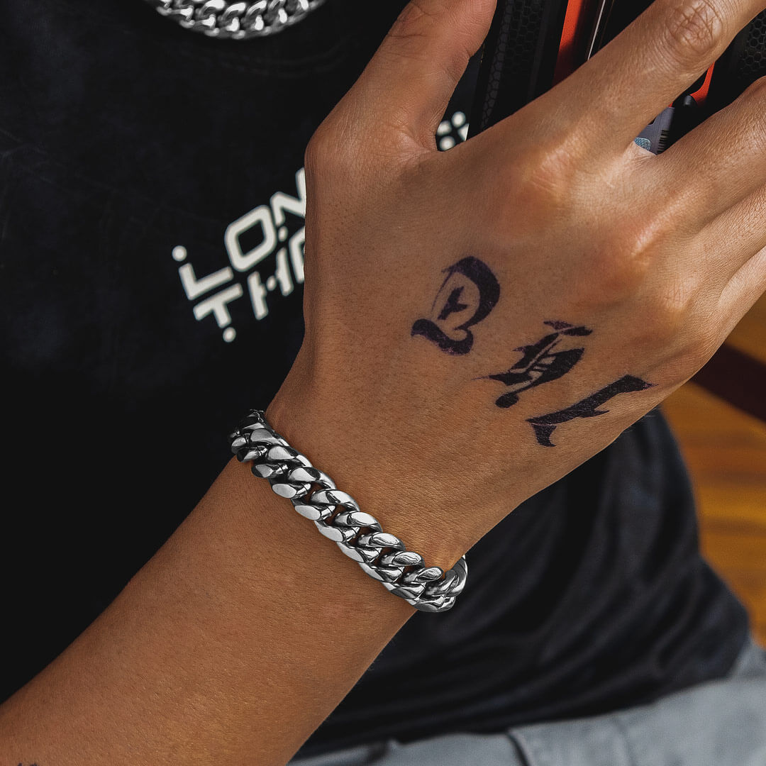 幅12mmホワイトゴールド光沢仕上げ 喜平キューバンブレスレット - jpkrkc&co