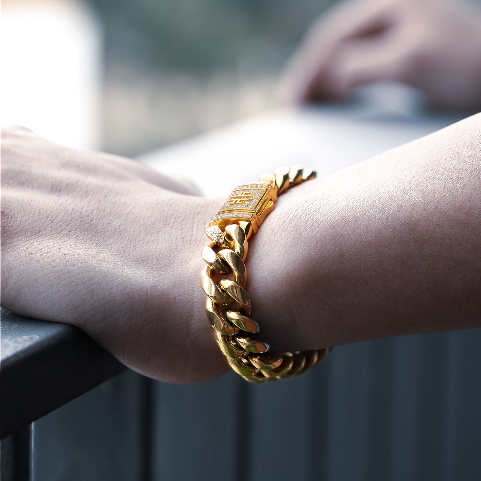 【超おトク！】CZ留め具 喜平 ブレスレット メンズ 12mm （2色選択可）KRKC