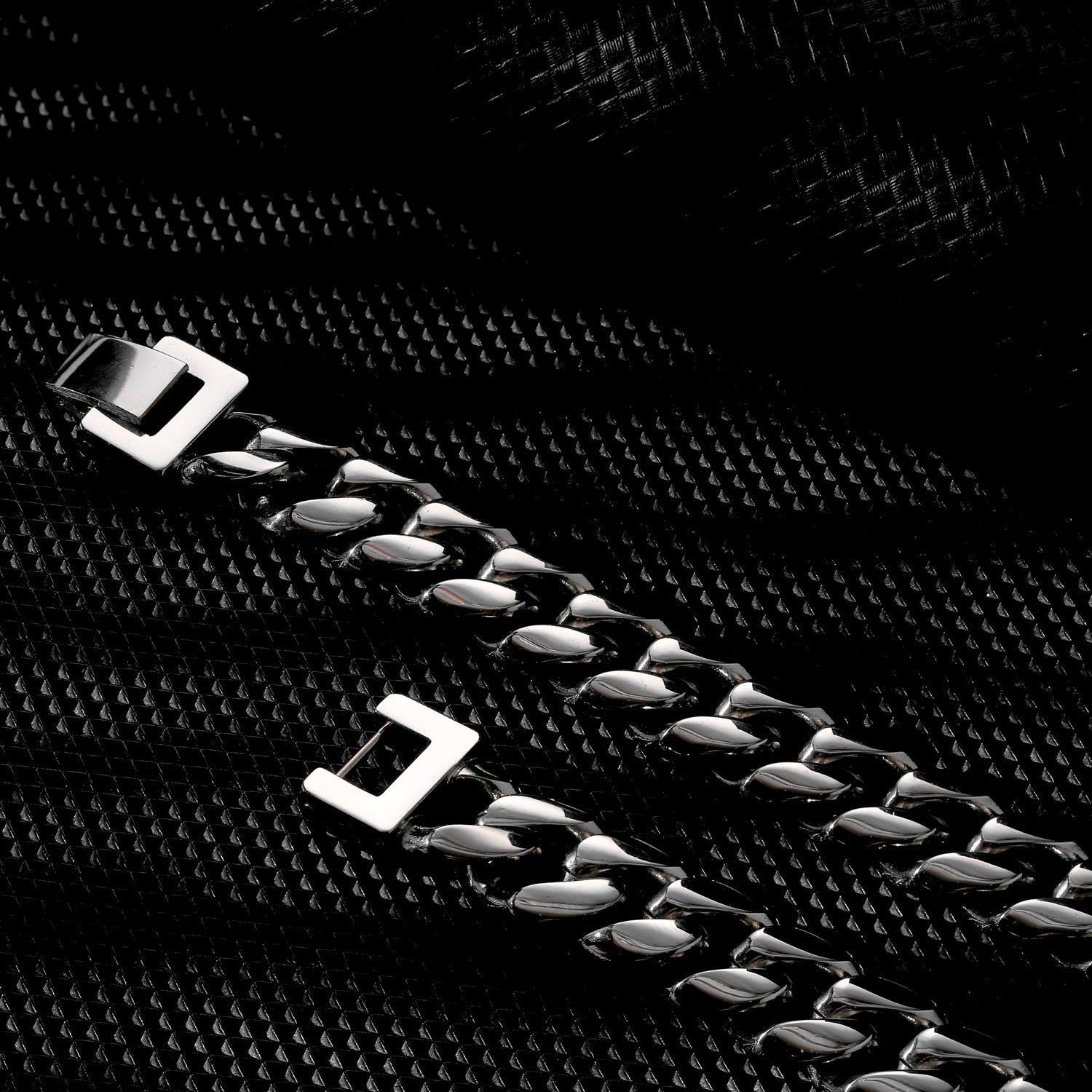 「セット」12mmホワイトゴールド光沢仕上げキューバンネックレス&ブレスレット - jpkrkc&co