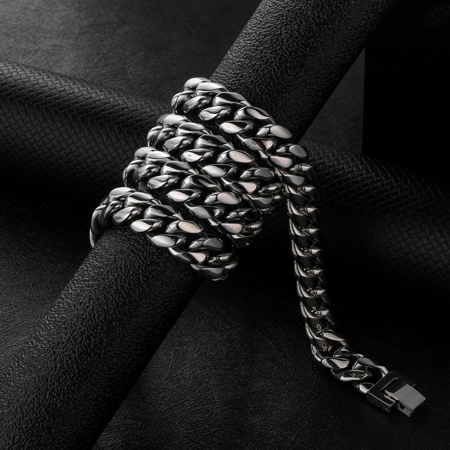 「セット」12mmホワイトゴールド光沢仕上げキューバンネックレス&ブレスレット - jpkrkc&co