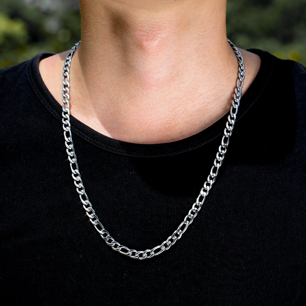 7mmホワイトゴールドフィガロチェーンネックレス - jpkrkc&co