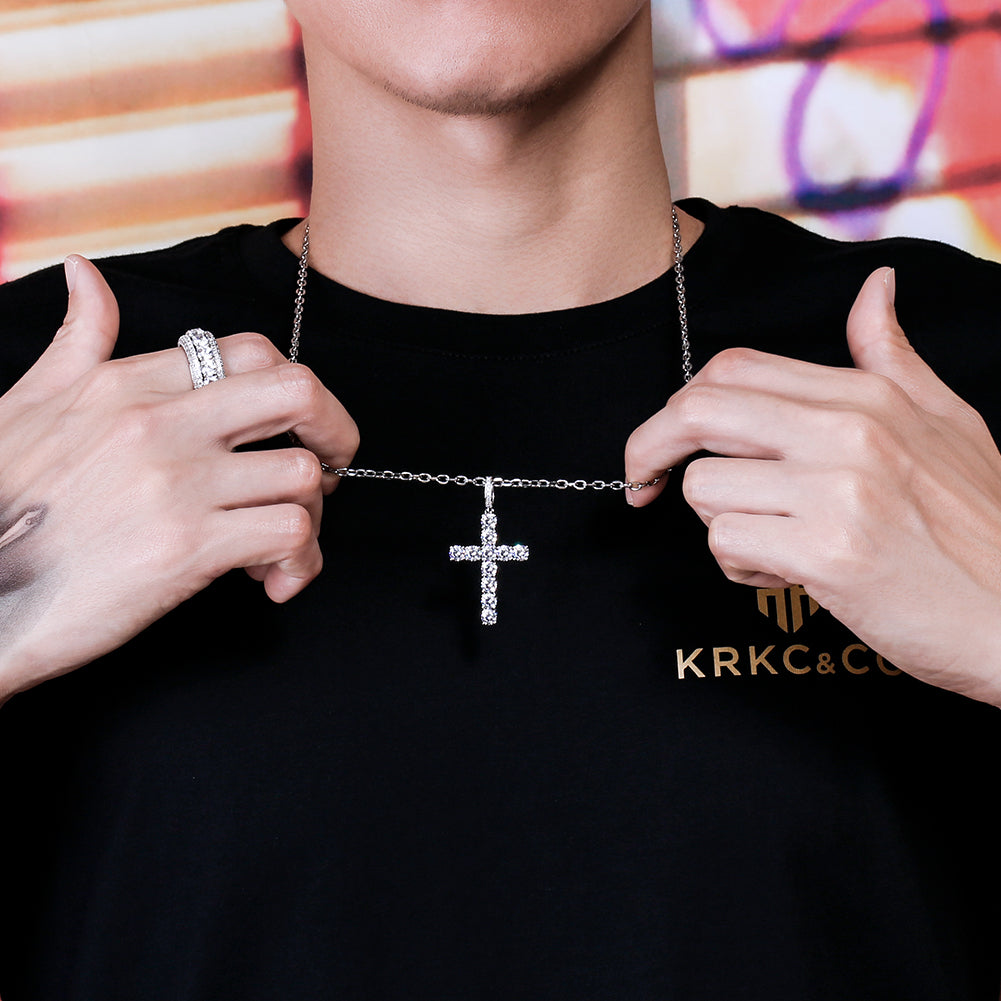 cz ダイヤ ネックレス メンズ クロス ペンダント ホワイトゴールド KRKC