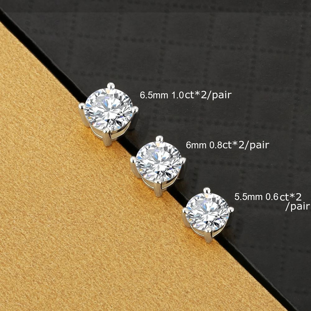 モアッサナイトスタッドピアス 0.5ct-3ct Dカラー VVS1クラリティ ラウンドブリリアントカット 人工ダイヤモンド モアッ