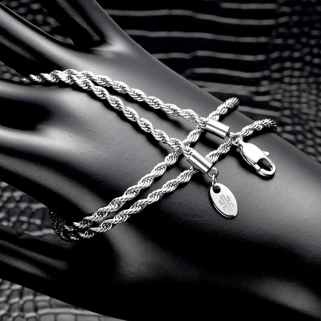 3mm 新着ホワイトゴールドロープネックレスセット（20+22+24） - jpkrkc&co