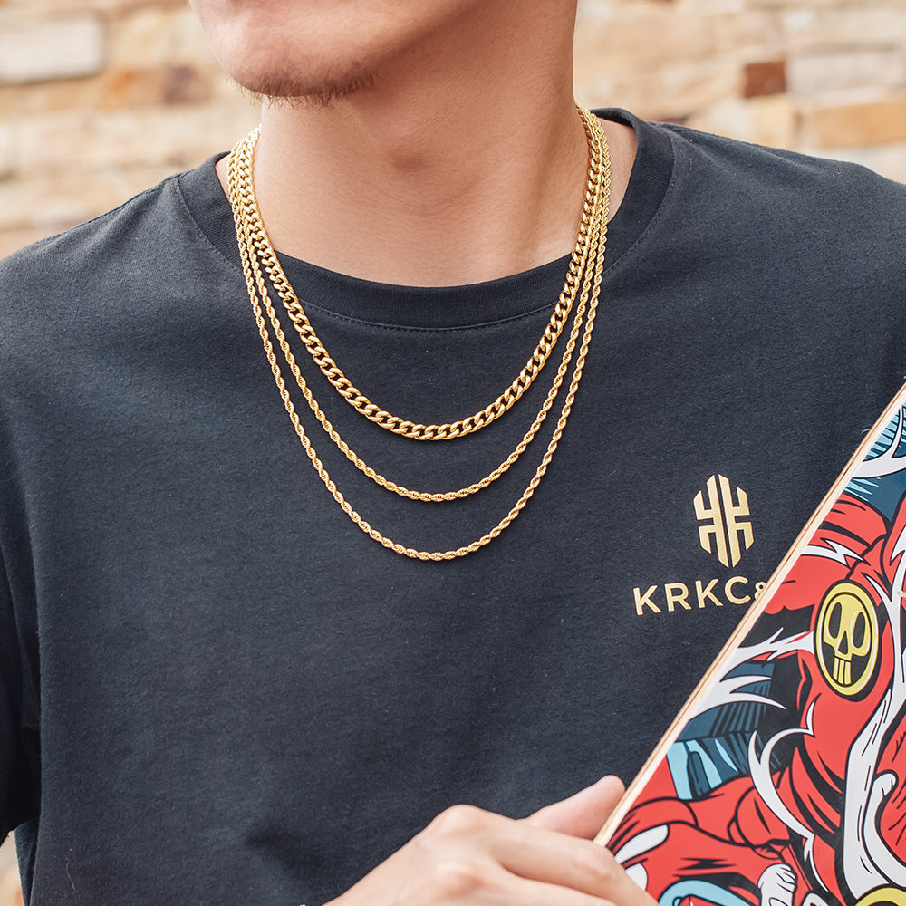 18金 キューバン ネックレス メンズ 6mm 45cm-65cm KRKC