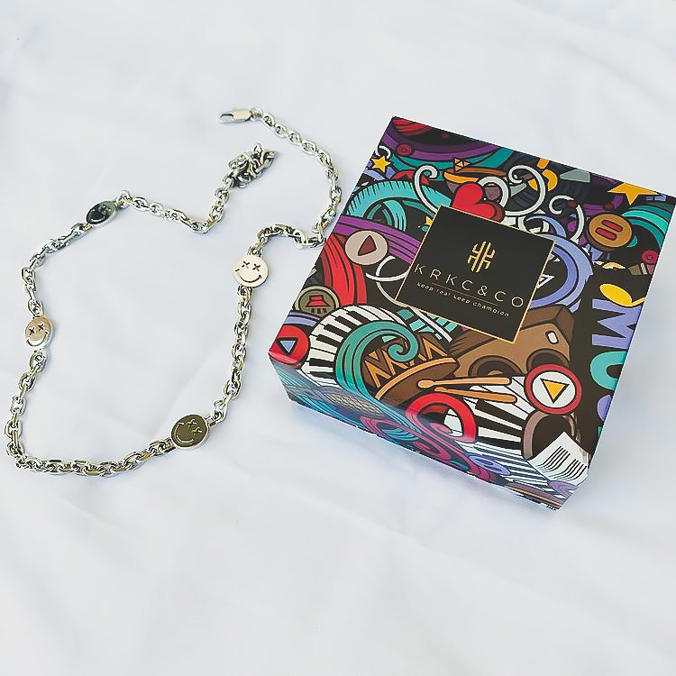 スマイル ケーブル ネックレス メンズ 6mm 55cm-60cm KRKC（三色選択可）