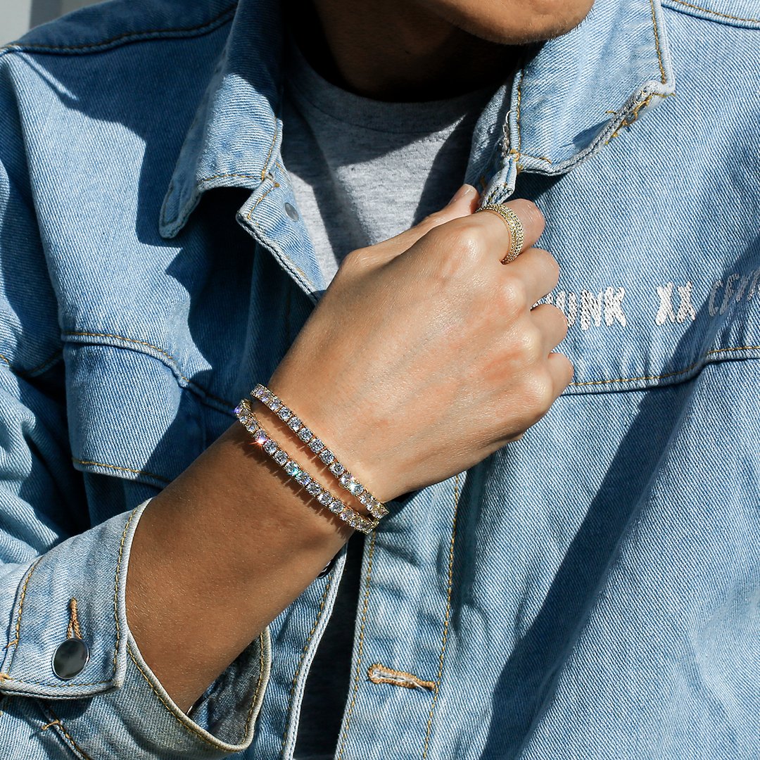 幅5mm14Kゴールドテニスチェーンブレスレット