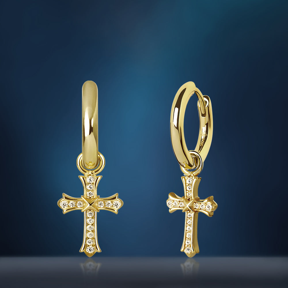 14k 15mm ゴールドクロームハーツピアスシルバー925 - jpkrkc&co