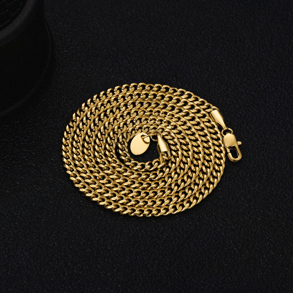 幅3mm 18Kゴールド 光沢仕上げ キューバンネックレス - jpkrkc&co