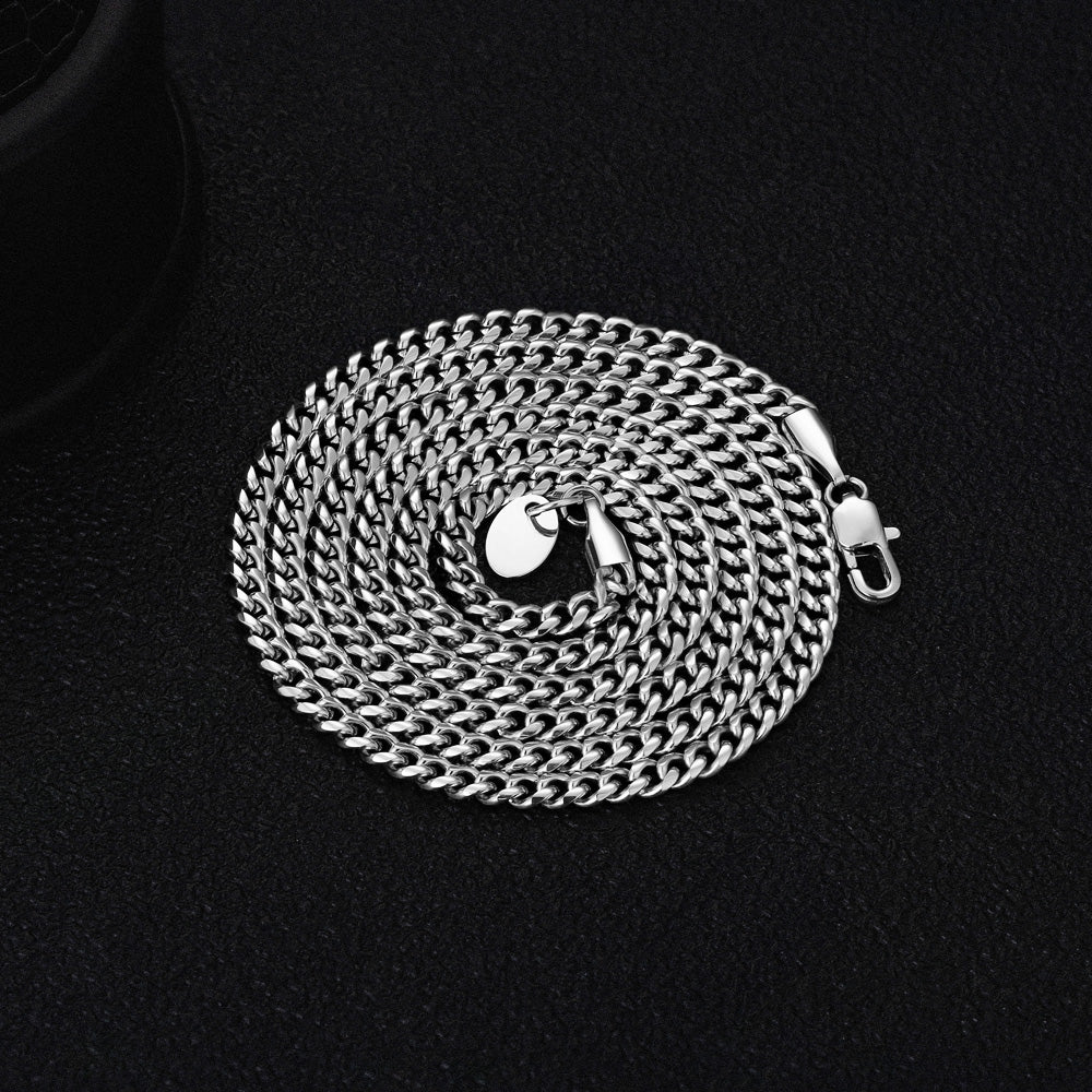 幅3mm ホワイトゴールド 光沢仕上げ キューバンネックレス - jpkrkc&co