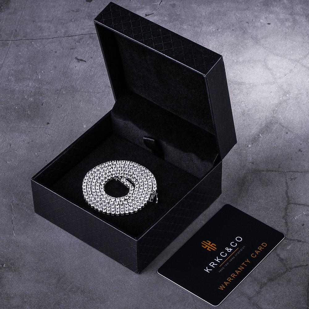 KRKC 3mm CZダイヤ テニス チェーン ホワイトゴールド メンズ