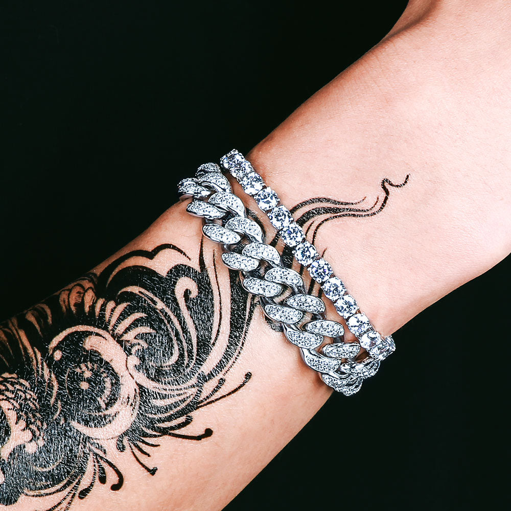 12mm喜平キューバン&5mmテニスブレスレットセット - jpkrkc&co