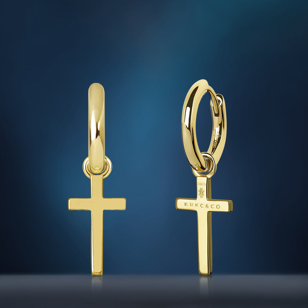 15mm 14k ゴールドクロスピアスシルバー925 - jpkrkc&co