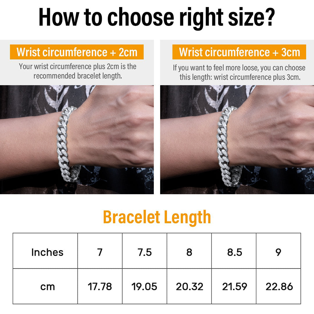 12mm czダイヤ留め具 喜平 キューバン ブレスレット ホワイトゴールド メンズ