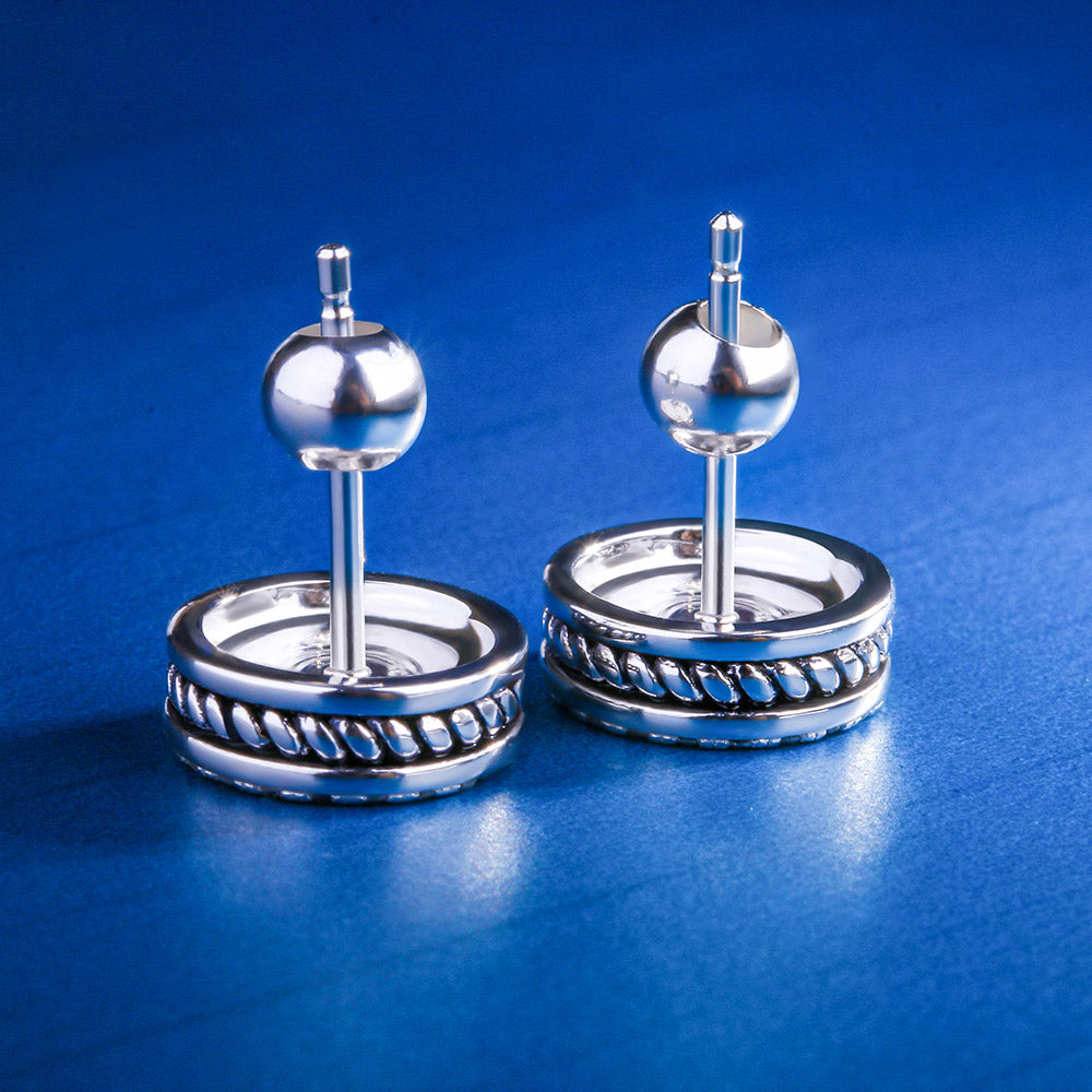 シルバー925ブラックオニキスラウンドイヤリング - jpkrkc&co