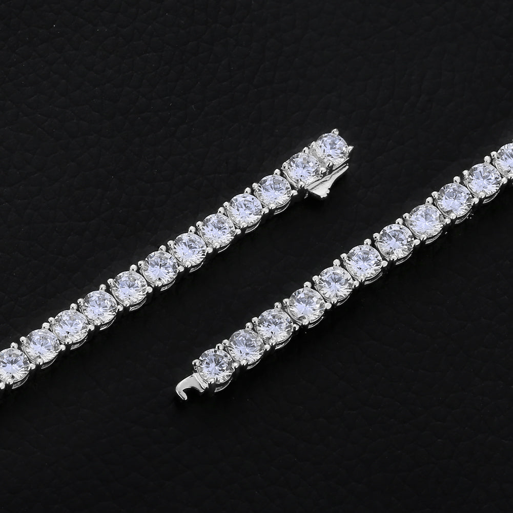 4mm CZダイヤ テニス ネックレス メンズ ホワイトゴールド ヒップ 