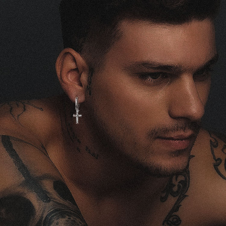 15mm ホワイトゴールドクロームハーツピアスシルバー925-krkc&co