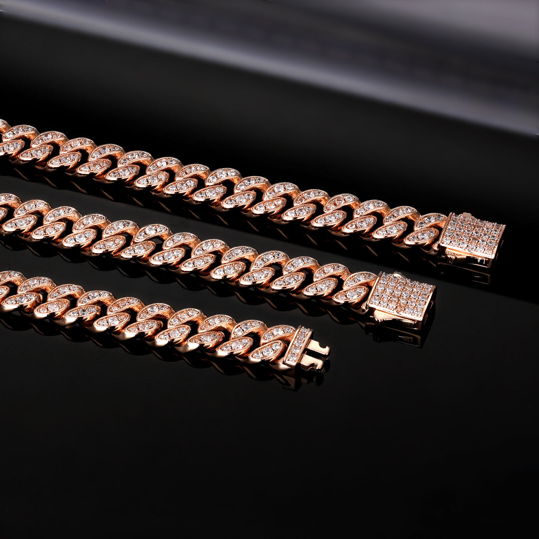 幅8mmローズゴールドCZダイヤ 喜平キューバンブレスレット - jpkrkc&co