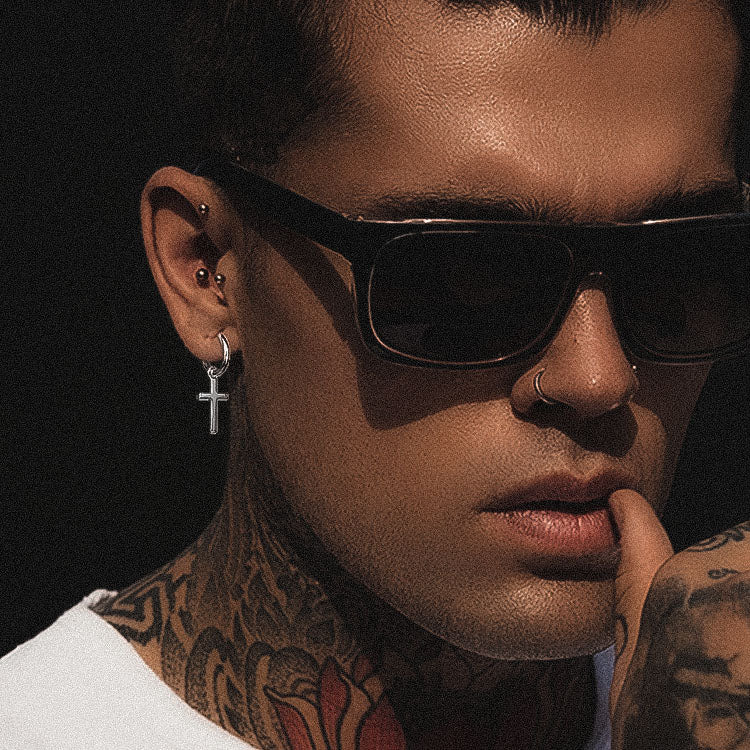 15mmホワイトゴールド クロス ピアス シルバー925-krkc&co