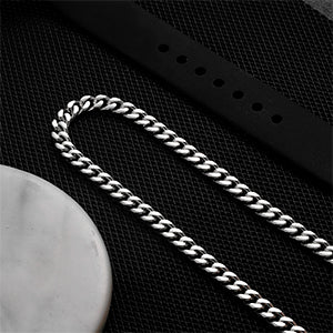 6mm ホワイトゴールド 光沢仕上げ キューバン ネックレス - jpkrkc&co