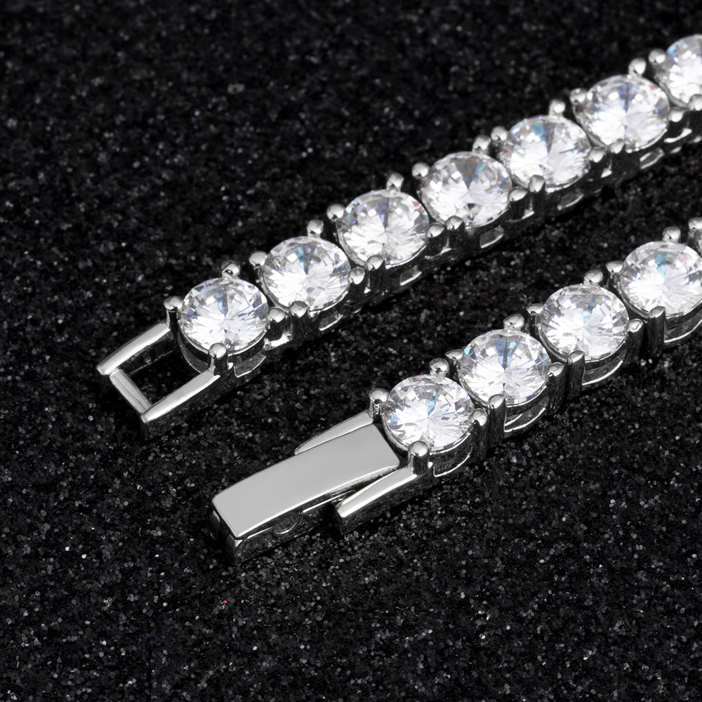3mm テニス ネックレス メンズ CZダイヤ ホワイトゴールド ヒップ 