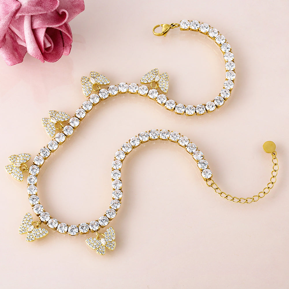 6つ 14kゴールド 蝶 ネックレス レディース-krkc&co