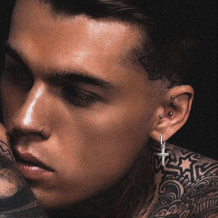 15mmホワイトゴールド クロス ピアス シルバー925-krkc&co