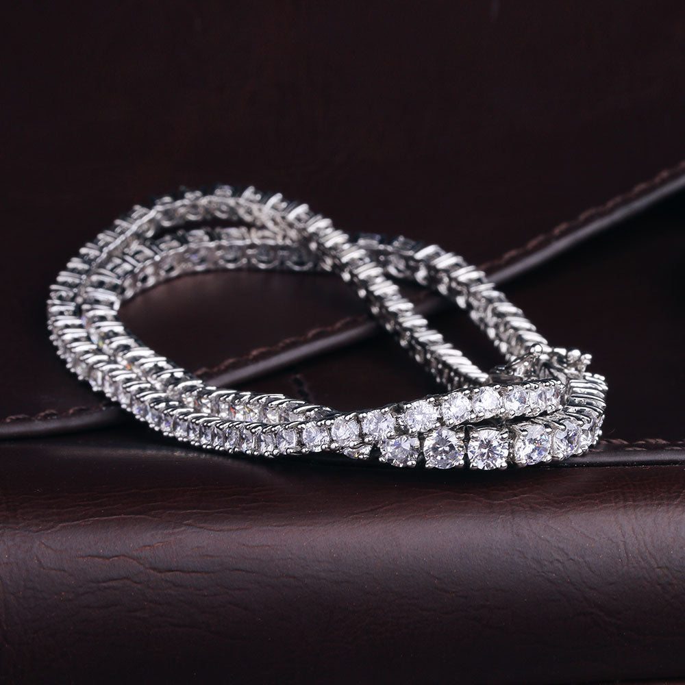 ホワイトゴールドテニスブレスレットセット（3mm + 4mm） - jpkrkc&co