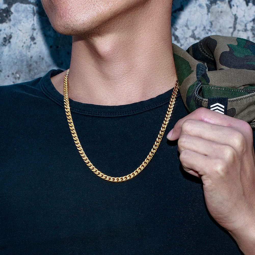 幅6mm 18Kゴールド 光沢仕上げ キューバンネックレスセット（18+22+26/20+22+24） - jpkrkc&co