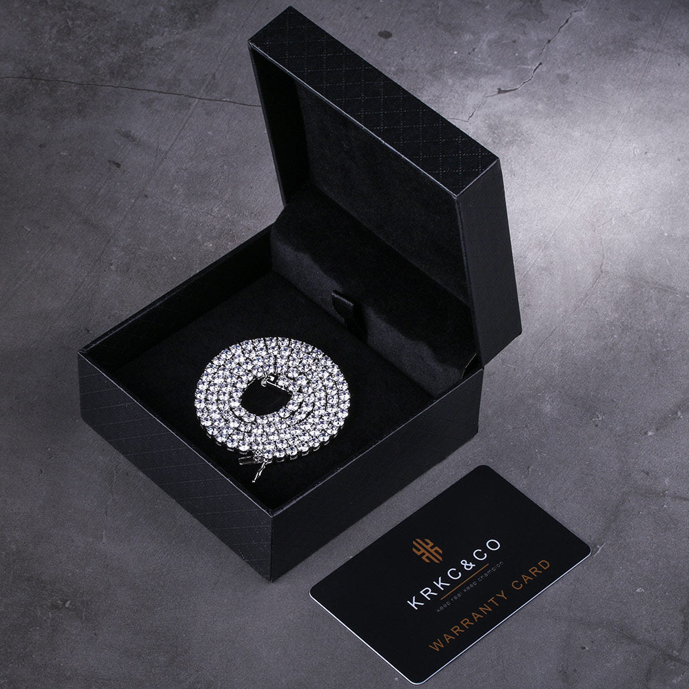 4mm レディースホワイトゴールドテニスチェーンネックレス - jpkrkc&co