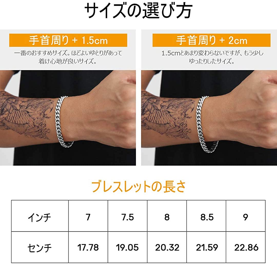 ホワイトゴールド CZ留め具 喜平 ブレスレット メンズ 12mm 18cm-23cm KRKC