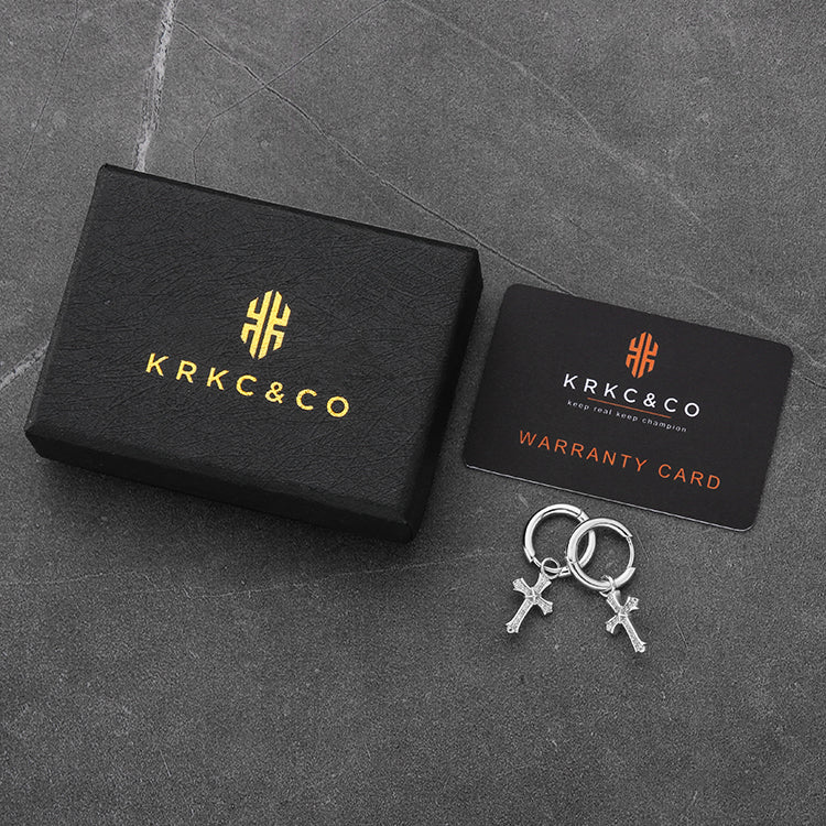 15mm ホワイトゴールドクロームハーツピアスシルバー925-krkc&co