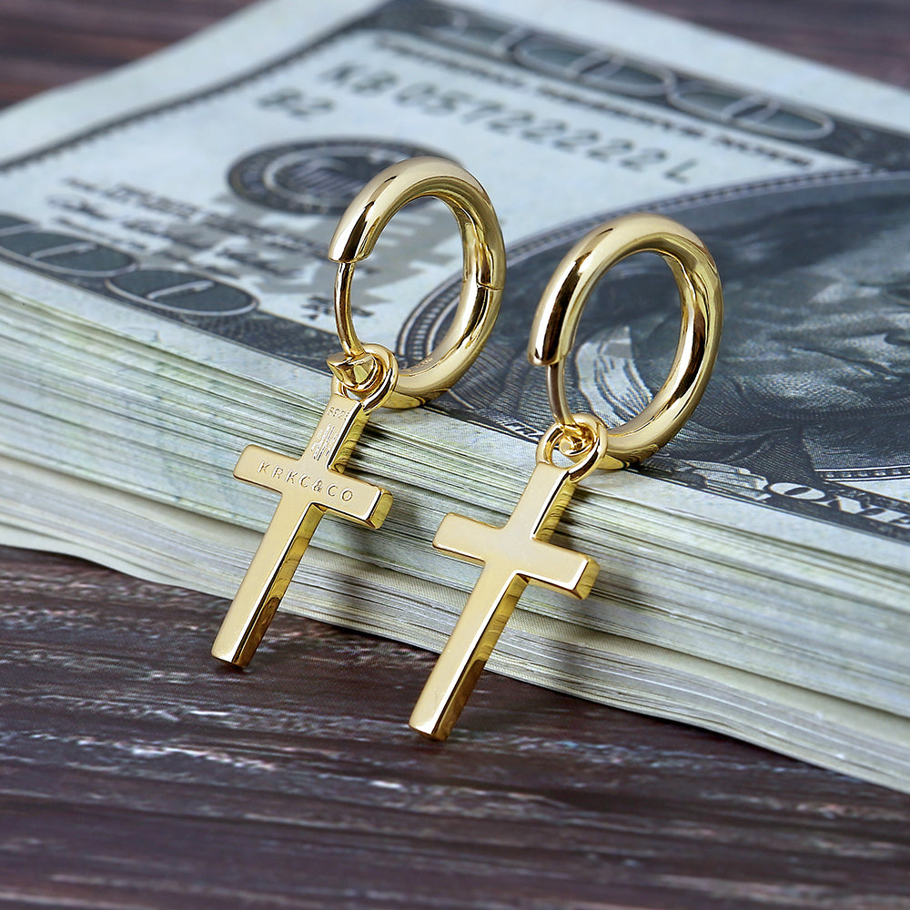 15mm 14k ゴールドクロスピアスシルバー925 - jpkrkc&co