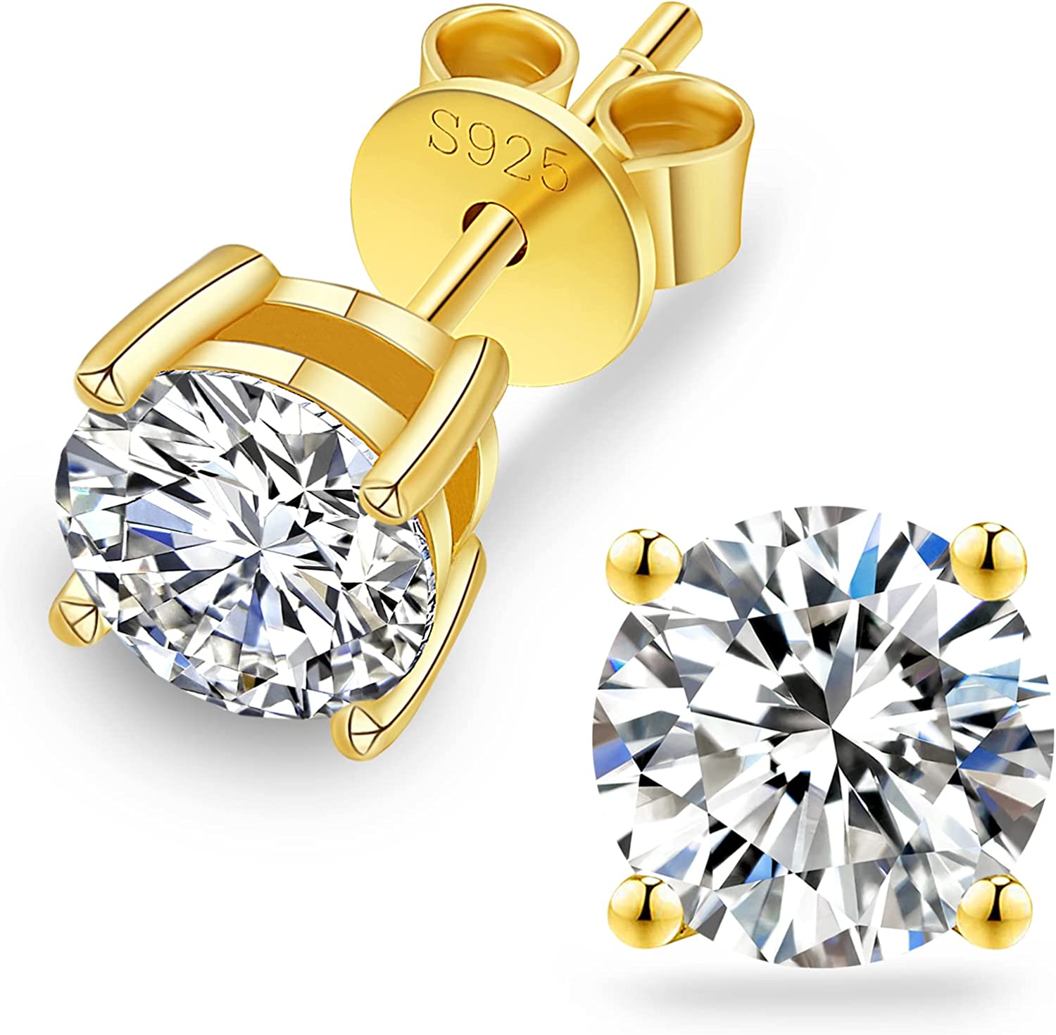 一粒 モアサナイト スタッド ピアス 0.6/0.8/1.0カラット KRKC