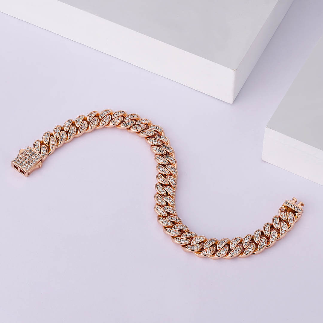 KRKC 8mm CZダイヤ 喜平キューバンブレスレット レディース