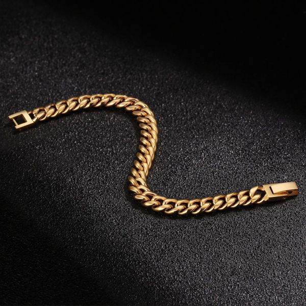 2面 18K キューバン メンズ ブレスレット 8mm 16.5cm-22cm KRKC