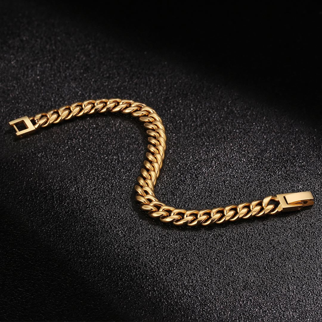 KRKC 【セット】 8mm ステンレス 喜平 キューバンネックレス