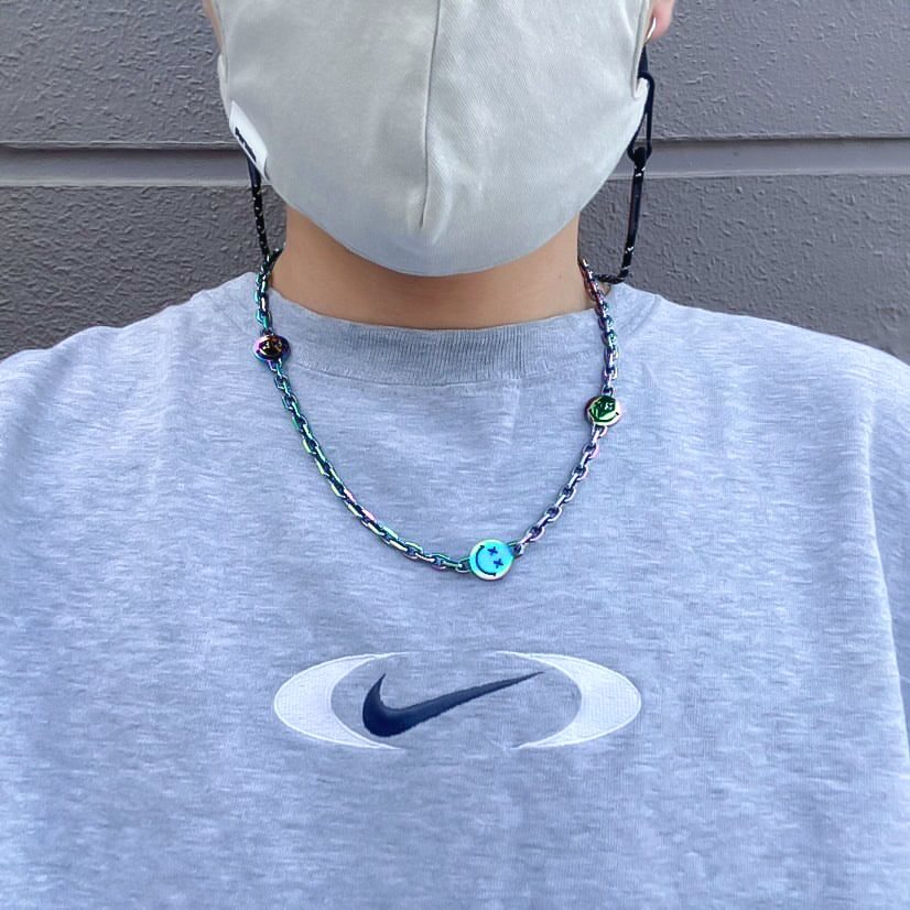 スマイル ケーブル ネックレス メンズ 6mm 55cm-60cm KRKC（三色選択可）