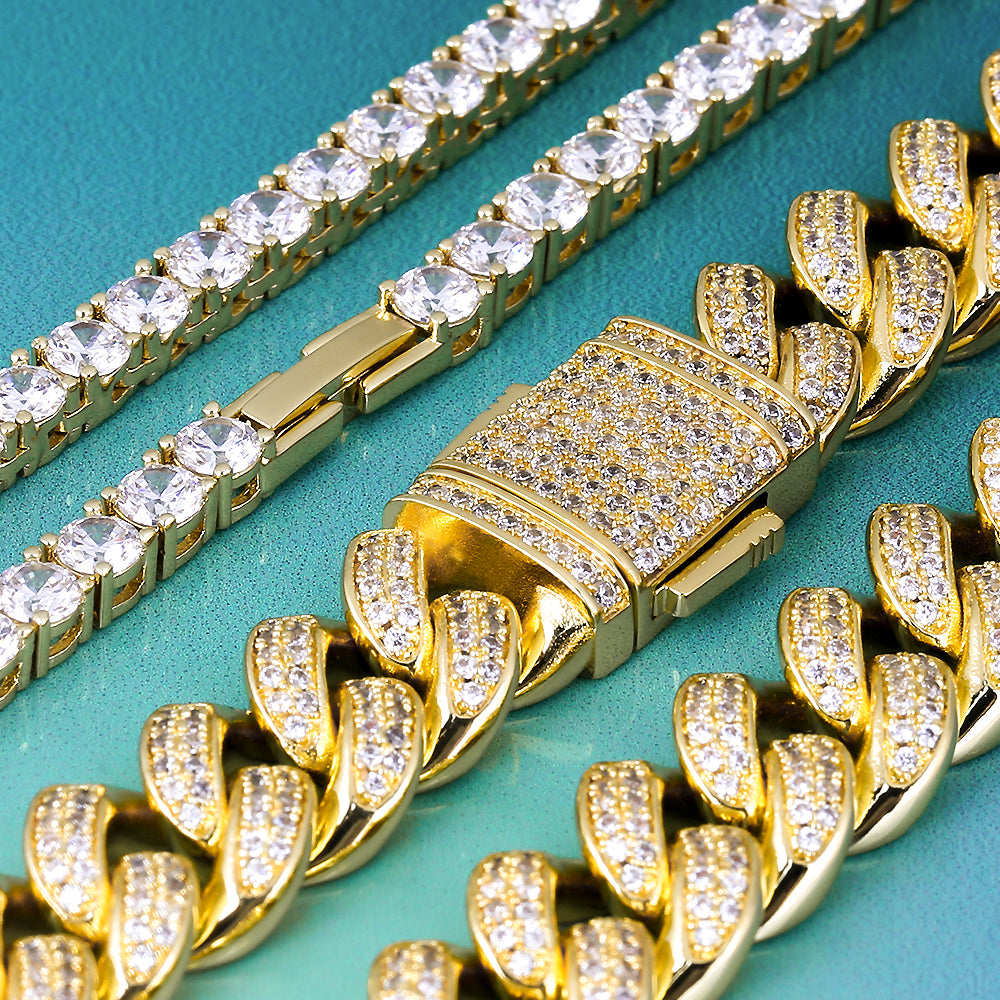 12ｍｍ14Kゴールドキューバン&テニスチェーンセット - jpkrkc&co