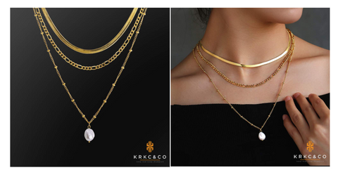 18金 淡水パール 3連 ネックレス