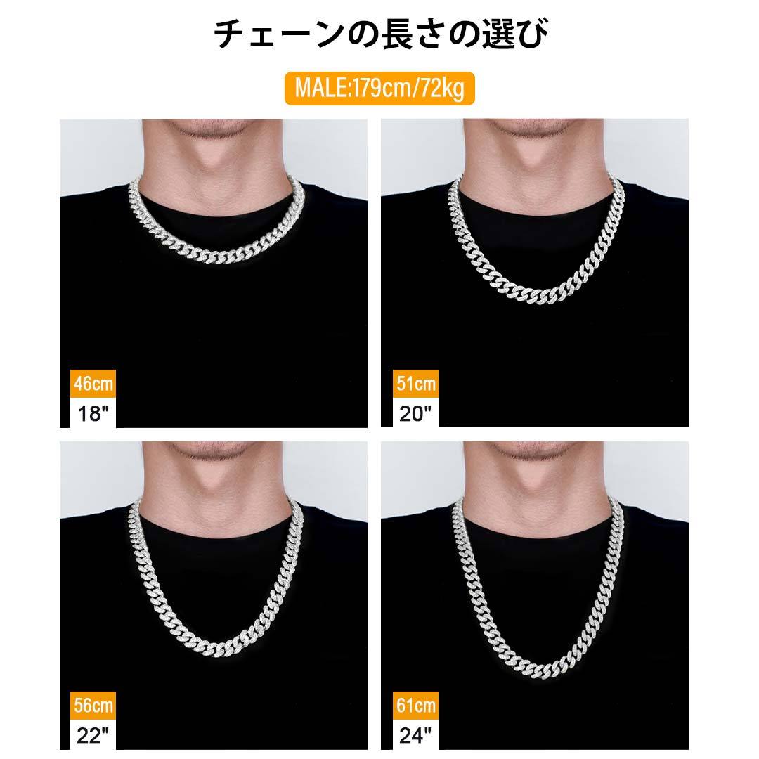 KRKC 12mm 純銀 喜平 ネックレス メンズ シルバー ヒップホップ