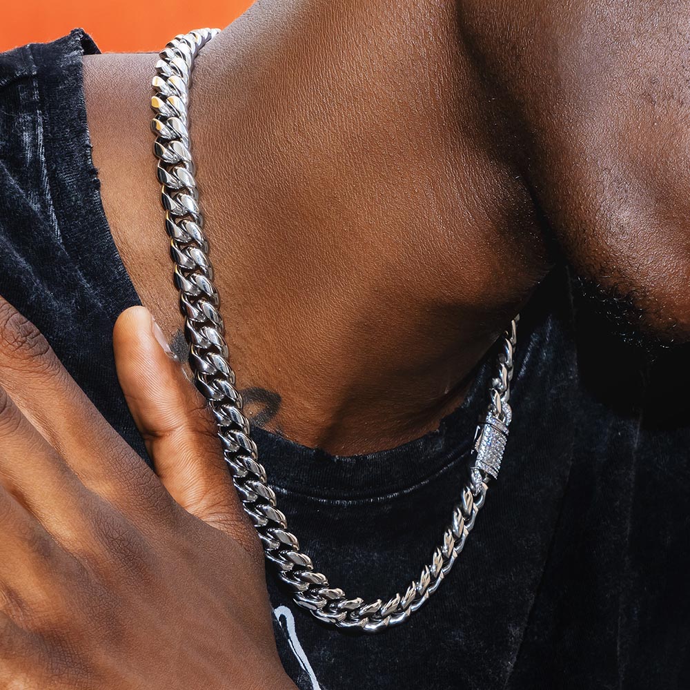 【超おトク】12mm CZ留め具 喜平 ネックレス メンズ（2色選択可）KRKC