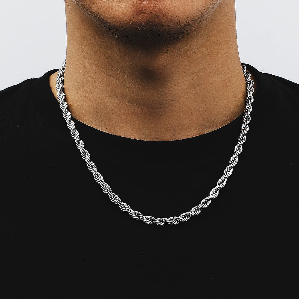 KRKC&CO ロープチェーンネックレスKINGvonのトップ付 6mm ロープチェーン ネックレス メンズ KRKC