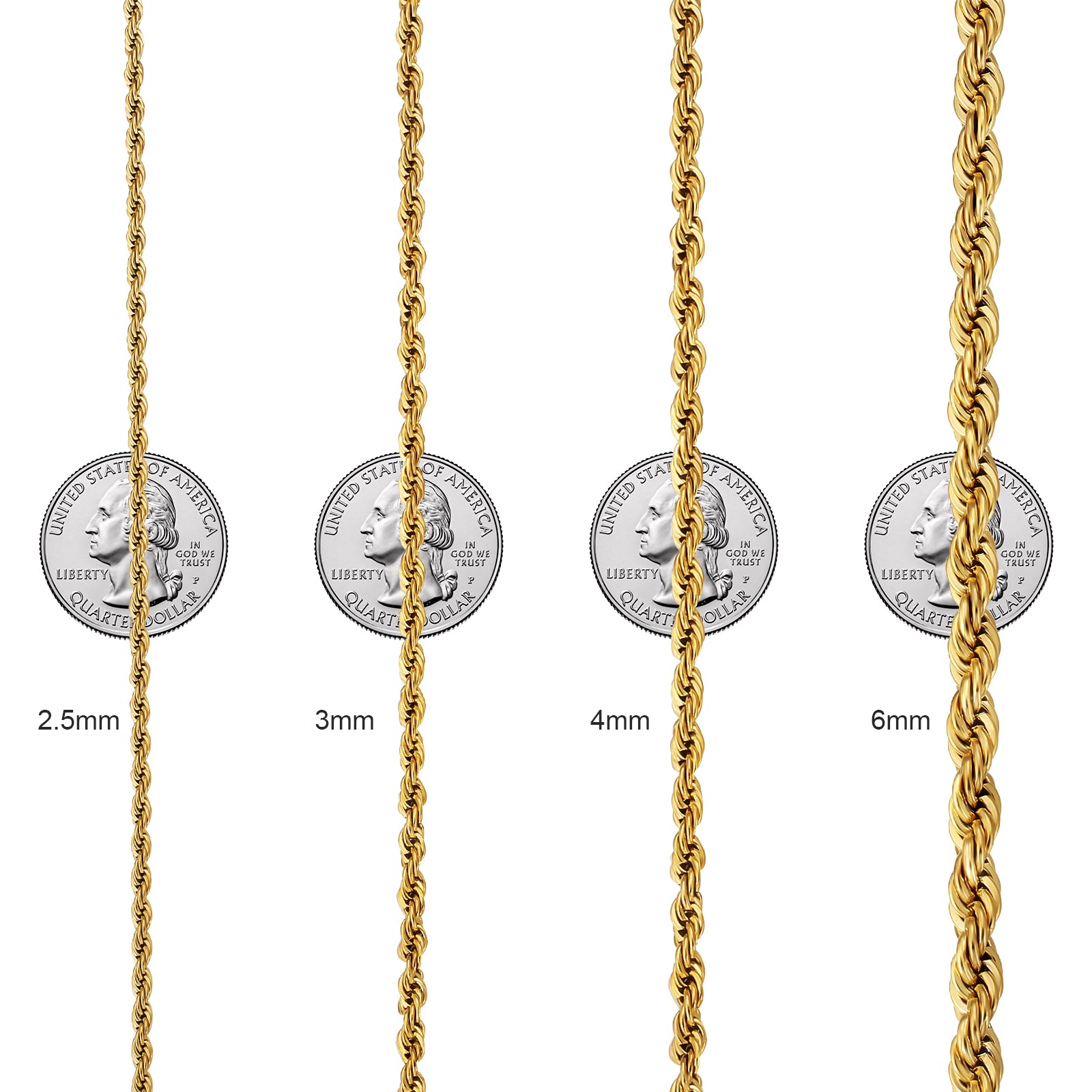 3mm~6mm ロープチェーン ネックレス メンズ KRKC