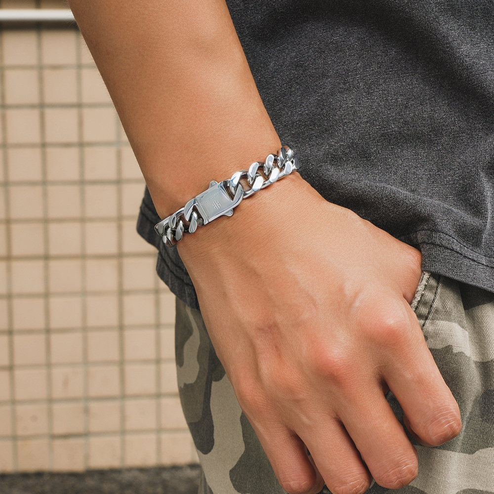 [Flash sale]12mm 4面 喜平 ブレスレット メンズ お洒落留め具 KRKC