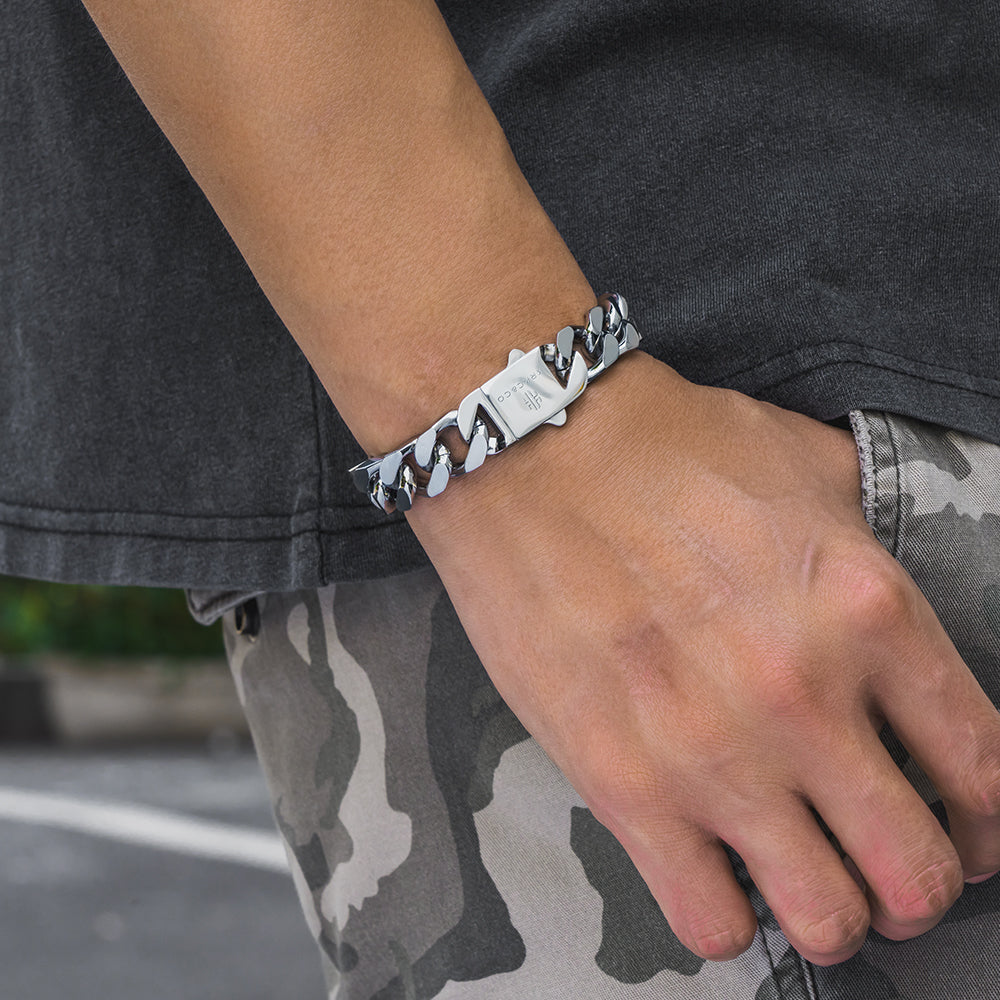 14mm 4面 喜平 ブレスレット メンズ お洒落留め具 KRKC