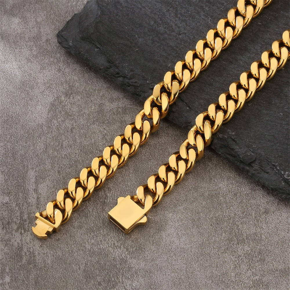 8mm マイアミ 4面 喜平 ネックレス メンズ お洒落留め具 KRKC